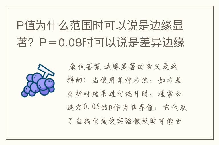 P值为什么范围时可以说是边缘显著？P＝0.08时可以说是差异边缘显著吗？