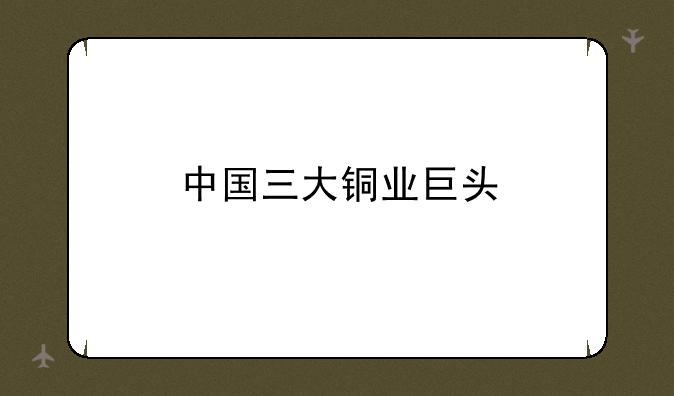 中国三大铜业巨头