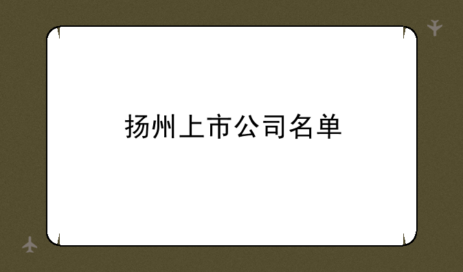 扬州上市公司名单