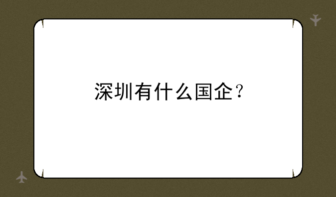 深圳有什么国企？