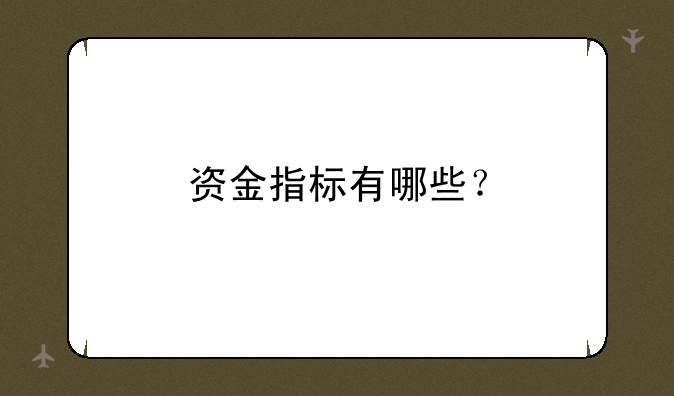 资金指标有哪些？