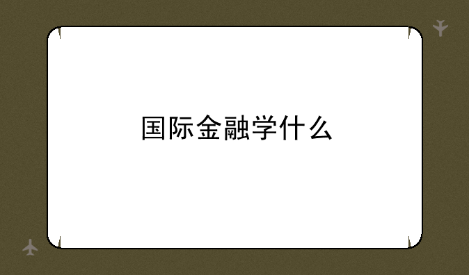 国际金融学什么