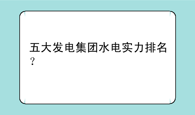 五大发电集团水电实力排名？