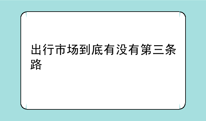 出行市场到底有没有第三条路