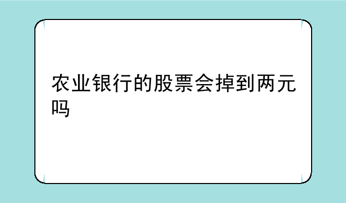 农业银行的股票会掉到两元吗