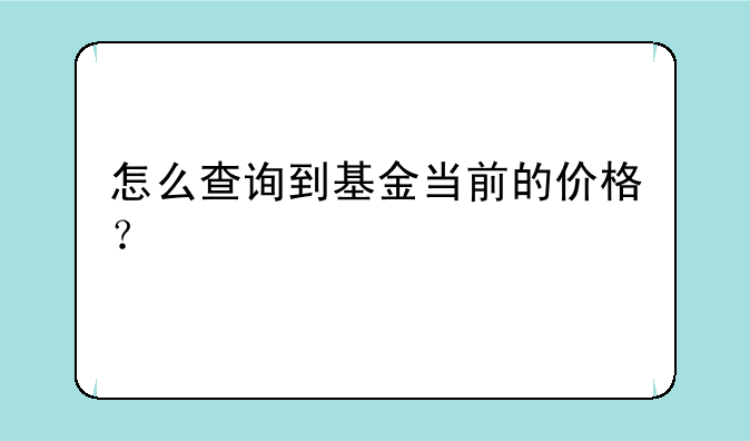 怎么查询到基金当前的价格？