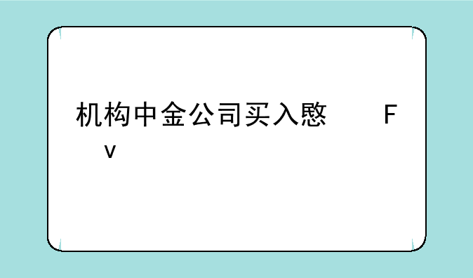 机构中金公司买入意味着什么