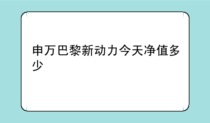 申万巴黎新动力今天净值多少