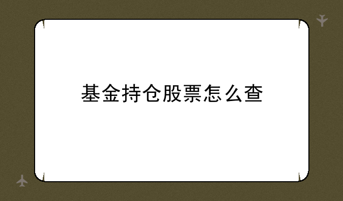 基金持仓股票怎么查