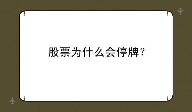 股票为什么会停牌？