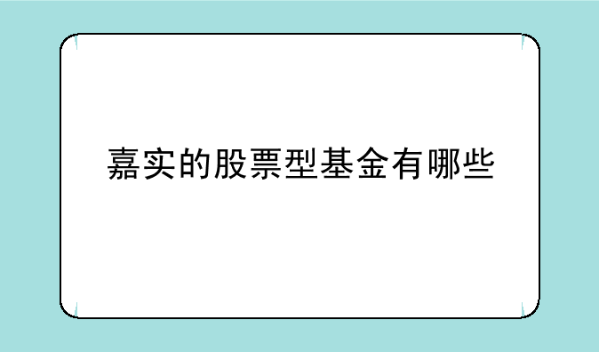 嘉实的股票型基金有哪些