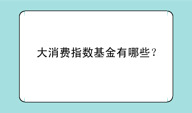 大消费指数基金有哪些？