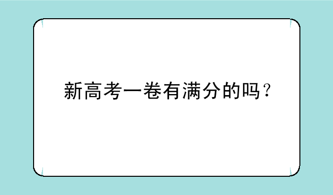 新高考一卷有满分的吗？