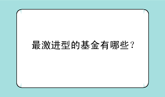 最激进型的基金有哪些？