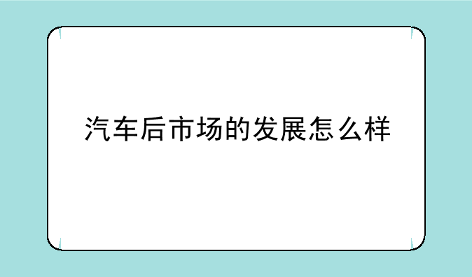 汽车后市场的发展怎么样