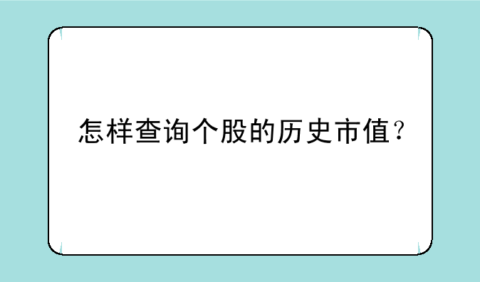 怎样查询个股的历史市值？