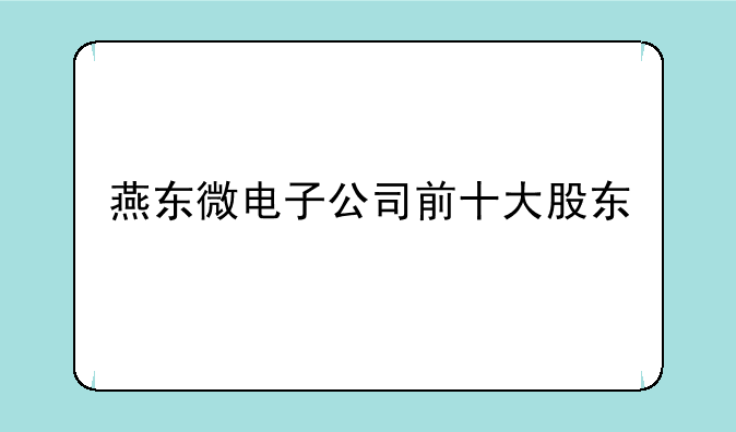 燕东微电子公司前十大股东