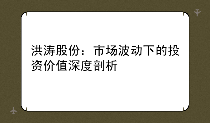 洪涛股份：市场波动下的投资价值深度剖析