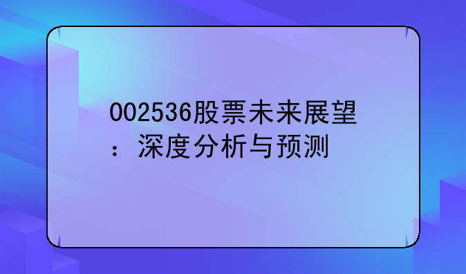 002536股票未来展望：深度分析与预测