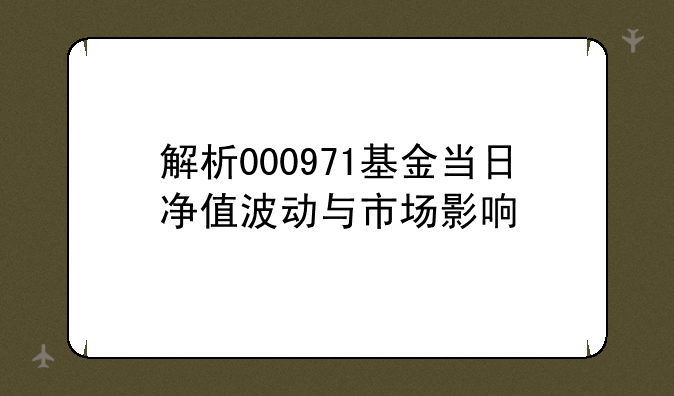 解析000971基金当日净值波动与市场影响