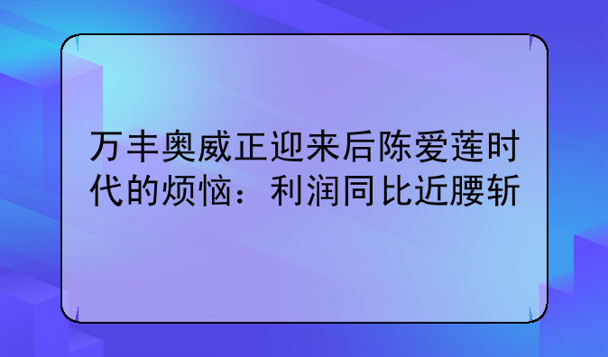 万丰奥威正迎来后陈爱莲时代的烦恼：利润同比近腰斩