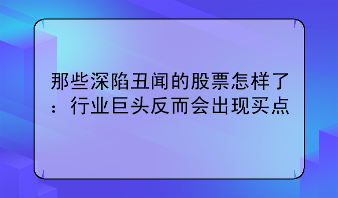 那些深陷丑闻的股票怎样了：行业巨头反而会出现买点