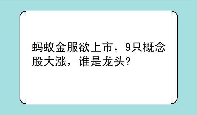 蚂蚁金服欲上市，9只概念股大涨，谁是龙头?