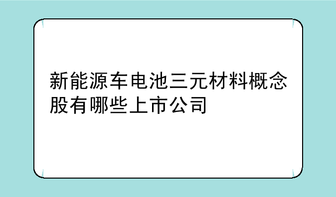 新能源车电池三元材料概念股有哪些上市公司