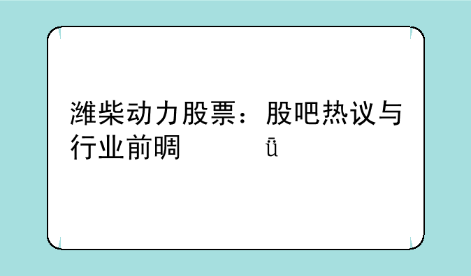 潍柴动力股票：股吧热议与行业前景深度剖析