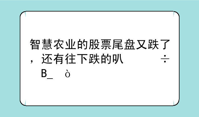 智慧农业的股票尾盘又跌了，还有往下跌的可能吗？