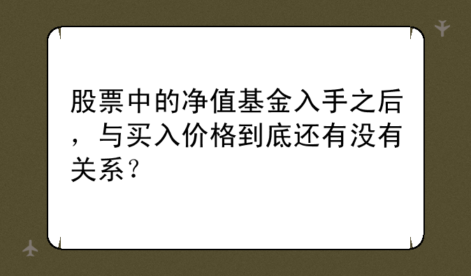 股票中的净值基金入手之后，与买入价格到底还有没有关系？