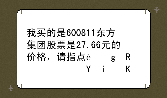 我买的是600811东方集团股票是27.66元的价格，请指点这支股票近期会涨上去吗？