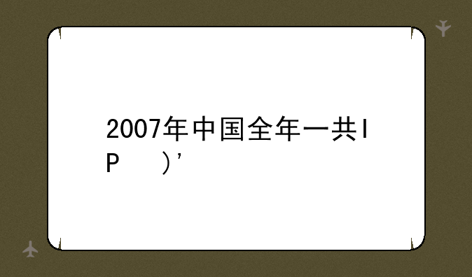 2007年中国全年一共IPO了哪些股