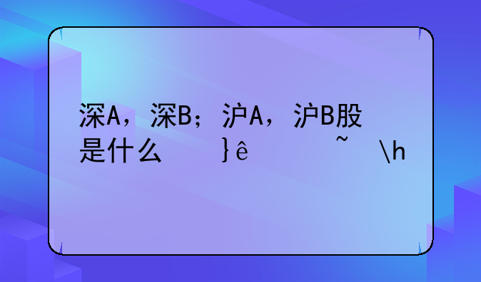 深A，深B；沪A，沪B股是什么意思？