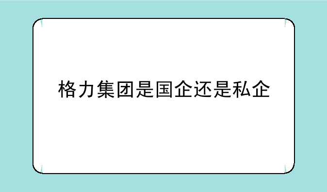 格力集团是国企还是私企